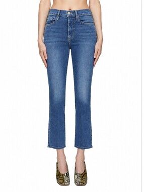 Frame Le Pixie Sylvie Slender Straight Jeans Size 28 Blue Cropped Stretch